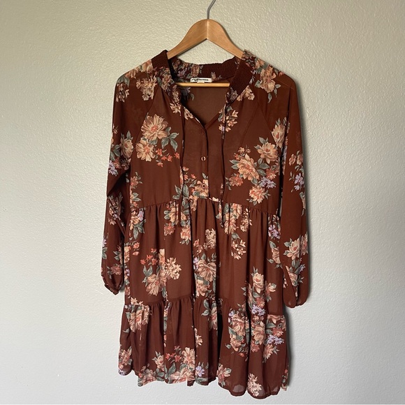 American Eagle Brown Floral Dress Size S - Picture 2 of 9